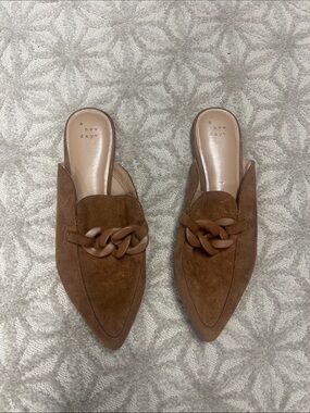 a new day Brown Suede Pointed-Toe Chain Mules